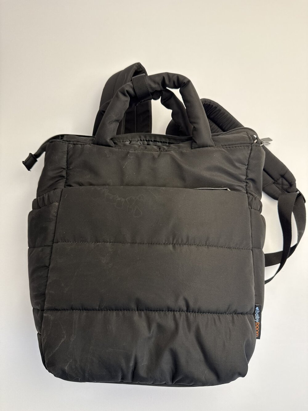 Baby Boom Black Puffer Backpack Diaper Bag Tote (162_CL)